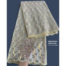 Champagne Gold Exclusive Sequins French Lace Fine Embroidered African Tulle Mesh Fabric Wedding Sewing Gown for All Occasions