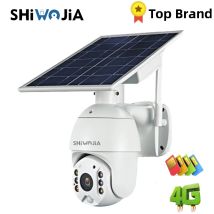 SHIWOJIA 4G/wi-fi versione 1080P HD pannello solare telecamera di sorveglianza esterna allarme casa intelligente Standby lungo per fattoria Ranch foresta