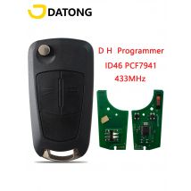 Datong World For Opel Vauxhall Corsa 2007-2012 D Programmer 433Mhz ID46 PCF7941 Chip Flip Remote Control Key With HU100 Blade