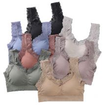 One Piece Sexy Lingerie For Women Tube Top Bra Seamless Lace Brassiere Women's Sports Bra Fashion Crop Top Female Underwear Tops