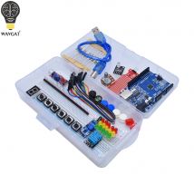 Starter Kit für Arduino Uno R3 Breadboard Basic, einfaches Lernset, Ton-/Wasserstand-/Feuchtigkeits-/Entfernungserkennung, LED-Steuerung