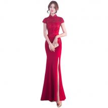 Red Traditional Chinese Wedding Gown Cheongsam Long Qipao Bride Traditions Classic Women Dress Oriental Dresses Size S-3XL