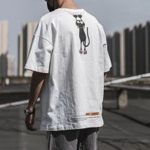 Sommer Druck T-shirt Männer Halbe Hülse T-shirt Mode Marke Mode Streetwear Lose Japan Stil Oversize Top Männer