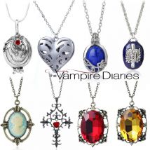 The Vampire Diaries Halskette Elena Gilbert Halsketten für Frauen Filmschmuck Charm Katherine Klaus Forbes Blauer Stein Halsband