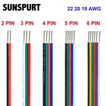 5M-100M RGB Led Connector Cable 22/20/18AWG 2/3/4/5/6Pin Electric Extension Wire for 5050 3528 WS2812B RGBW CCT LED Strip Lights