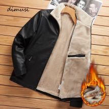 Dimusi winter herren pu lederjacke männlich fleece warm motorrad leder mäntel lässig leder biker unifrom jacken männer kleidung