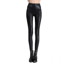 Snakeskin Leggings Women PU Leather Pants Pattern High Stretch Quality Skinny Black Matte Casual Punk Rock Leggings