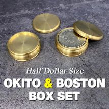 Buddha Okito & Boston Box Set (halbe Dollar Größe) Zaubertrick Münze erscheinen verschwinden Magia Nahaufnahme Illusion Gimmick Prop Mental ism