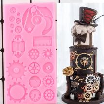 Mechanische Schraube Gears Silikon Formen Steampunk Cupcake Topper Fondant Kuchen Dekorieren Werkzeuge Süßigkeit Ton Schokolade Gumpaste Form