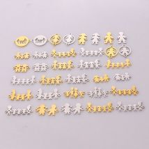 5 Stück Familienkette Edelstahl Anhänger Halskette Eltern und Kinder Halsketten Gold/Stahl Schmuck Geschenk für Mama Papa Neu zweimal