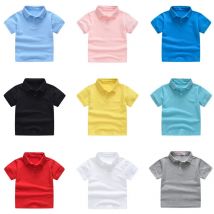 Solid Color Boys Girls Summer T-shirts Quality Uniform Polo Kids Tops Tees Fashion Children's Clothes