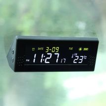 Solar Windshield Car Digital Clock Driving Time Reminder Smart Switch No Wiring High Precision LCD Digital Watch Car Accessorie