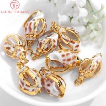 (590)6PCS 15x27MM 19x32MM 24K Gold Farbe Messing Abdeckung Natürliche Conch Charms Anhänger hohe Qualität Diy Schmuck Erkenntnisse Zubehör