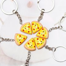 Unisex 6-piece Keychain Cute Pizza Alloy Pendant Can Be Used For Backpack Car Key Accessories Key Chain Jewelry Gifts