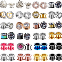 2 Stück 3–20 mm Edelstahl Piercing Blume Ohrstöpsel und Tunnel Schädel Ohr Strecher Expander Sattel Punk Piercing Schmuck
