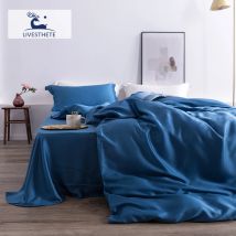 Liv-Esthete Luxus-Bettwäsche-Set aus 100 % Seide, Maulbeere, erstklassige gesunde Schönheit, Bettbezug, flaches Bettlaken, Kissenbezug, Queen-Size-Bett-Set
