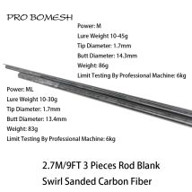 Pro Bomesh 1 Pcs 2,7 M/9FT ML M 3 Abschnitt Swirl Geschliffen Carbon Faser Reise Stange Bass Stange blank DIY Stange Gebäude Blank
