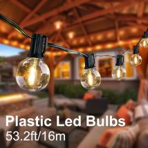 Guirnalda de luces LED G40 para boda, iluminación cálida para exteriores, patio trasero, 16M, 45M