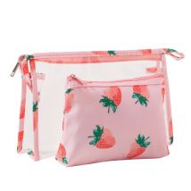 2PCS Cartoons Transparente Kosmetik Tasche schöne Make-Up Fall Reise Zipper Make-Up Schönheit Waschen Organizer Toiletry Lagerung Kit