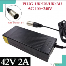 42V 2A elektrische fahrrad lithium-batterie ladegerät für 36V 18650 lithium-batterie pack mit 4-pin XLR buchse stecker EU USA AU UK