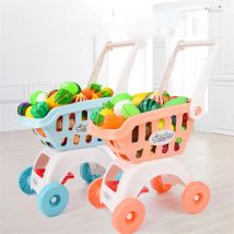 28 Teile/satz Kinder Große Supermarkt Warenkorb Trolley Push Auto Spielzeug Korb Simulation Obst Lebensmittel Pretend Spielen Haus Mädchen Spielzeug