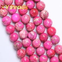 Natural Magenta Sea Sediment Turquoises Stone Beads Round Imperial Jaspers Loose Beads For Jewelry Making Bracelets 4 6 8 10mm