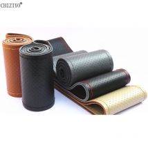 Big Size Genuine Leather Car Steering Wheel Cover For Truck Bus With Needles Thread 42 45 47 50 cm Car Braid CHIZIYO