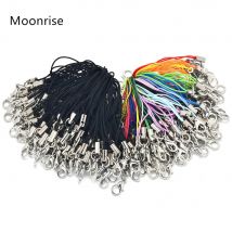 50 sztuk czarny pasek wisiorek smycz Lariat pasek sznury zapięcie karabińczykowe liny breloki haki zestaw mobilny Charms biżuteria akcesoria