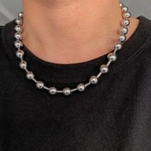 8mm/10mm/12mm Punk Cool Edelstahl Kugelkette Halskette Choker Schmuck für Frauen oder Männer 7inch-40inch