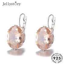 Jellystory Schmuckohrringe aus 925er Silber mit mehrfarbigen, ovalen Saphir-Edelstein-Tropfenohrringen für Frauen, Hochzeit, Großhandel