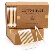 Tamponi di cotone di bambù a doppia testa di nuovo stile bastoncini di cotone in legno ecologici riciclabili biodegradabili per il trucco dell'orecchio del naso pulito