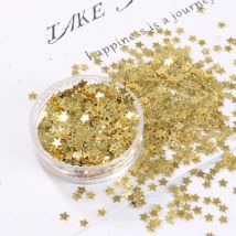 Paillettes a forma di stella in oro chiaro da 10 g/pacco da 3 mm per nail art, paillette glitter per manicure da donna, coriandoli per decorazioni di nozze