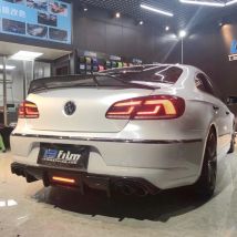 Carbon Fiber ABS Rear Lip With LED Light for Volkswagen Passat CC VW CC Spoiler 2009-2017 Fins Shark Style Diffuser Bumper Guar