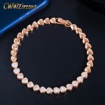 CWWZircons Elegante Chic 585 Gold Farbe Nette Liebe Herz Form CZ Tennis Armband Armreif für Frauen Beste Freunde Schmuck Geschenk CB239