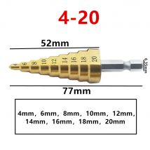 HSS Titanium Coated Schritt Bohrer 4-12 4-20 Bohren Power Werkzeuge Metall High Speed Stahl Holz loch Cutter Kegel Bohrer