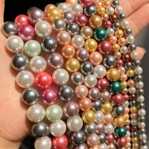 6 8 10 12mm Multicolor Shell Perlen Perlen Glatte Runde Lose Perlen Für DIY Schmuck Machen Armband Charms Zubehör 15''Inches