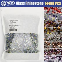 VDD, venta al por mayor, 14400 unids/pack, SS6-SS20, cristal, diamantes de imitación de fijación en caliente, piedras planas, decoración de ropa de tela para decoración de uñas DIY