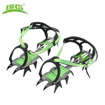 BRS Professional 14 Teeth Ice Crampons Snow Non-slip Boot Shoes Covers Steel Strap-on Ice Grippers for Skiing Hiking Climbing