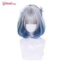 L-e-mail perücke Mixed Blau Bob Lolita Perücken mit Pony Kurze Harajuku Cosplay Perücke Rosa Perücke Hitze Beständig Synthetische haar Party