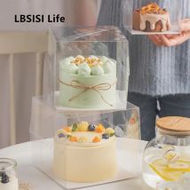 LBSISI Leben 5 stücke 3 4 6 Zoll Griff Transparent Box Mit Gold Unten Kuchen Dekoration Versorgung Geburtstag Geschenk Favor baby Zeigen Paket
