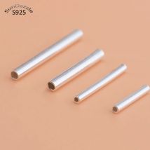 Echte echte reine massive 925er Sterlingsilber-Verbinder, gerade Röhre, lange Perlen, Weltraumperlen, Schmuckherstellung