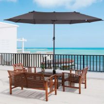 Sombrilla Doble Parasol Grande 4,55x2,65x2,38 m con Manivela Manual Color Gris