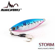 MAGIC WORKS Metall-Jig-Löffelköder, 40 g, 60 g, 80 g, künstlicher Köder, Shore, langsames Jigging, Salzwasserköder, Seebarsch-Angelgerät