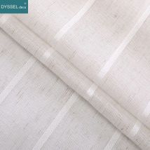 Transparente, gestreifte Fenstervorhänge aus Leinen im europäischen Stil mit Stangentaschentülle für Wohnzimmer und Schlafzimmer – Heimdekoration, durchsichtig