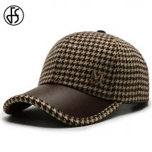FS Vintage British Houndstooth Baseball Caps For Men Luxury Brand Brown Plaid Women Hat Street Trucker Cap Casquette Homme 2026