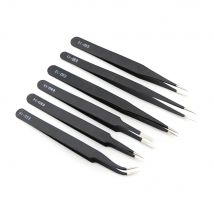 Portable Black Straight Bend Anti-static Plastic Tweezer Heat Resistant Repair Tool 93305