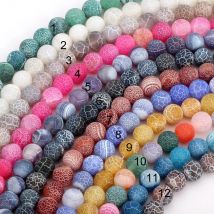 6MM/8MM/10MM okrągłe matowe wielokolorowe mroźne agaty naturalne półszlachetne kamienie luźne