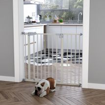 PawHut Barrera de Seguridad con Longitud Ajustable 74-97,5x76,2 cm Blanco