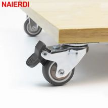NAIERDI 4PCS Furniture Casters Wheels TPR Soft Rubber Swivel Caster Silver Roller Wheel With Brake For Platform Trolley Chair