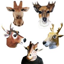 Deer Latex Animal Mask Full Head Rubber Reindeer Antlers Mask Christmas Halloween Carnival Cosplay Party